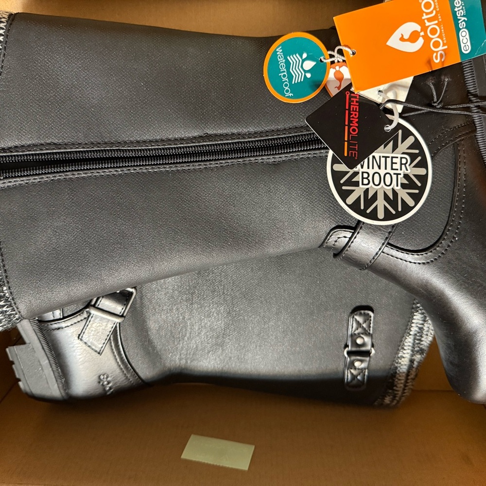 Black Winter Boots with Buckle Detail